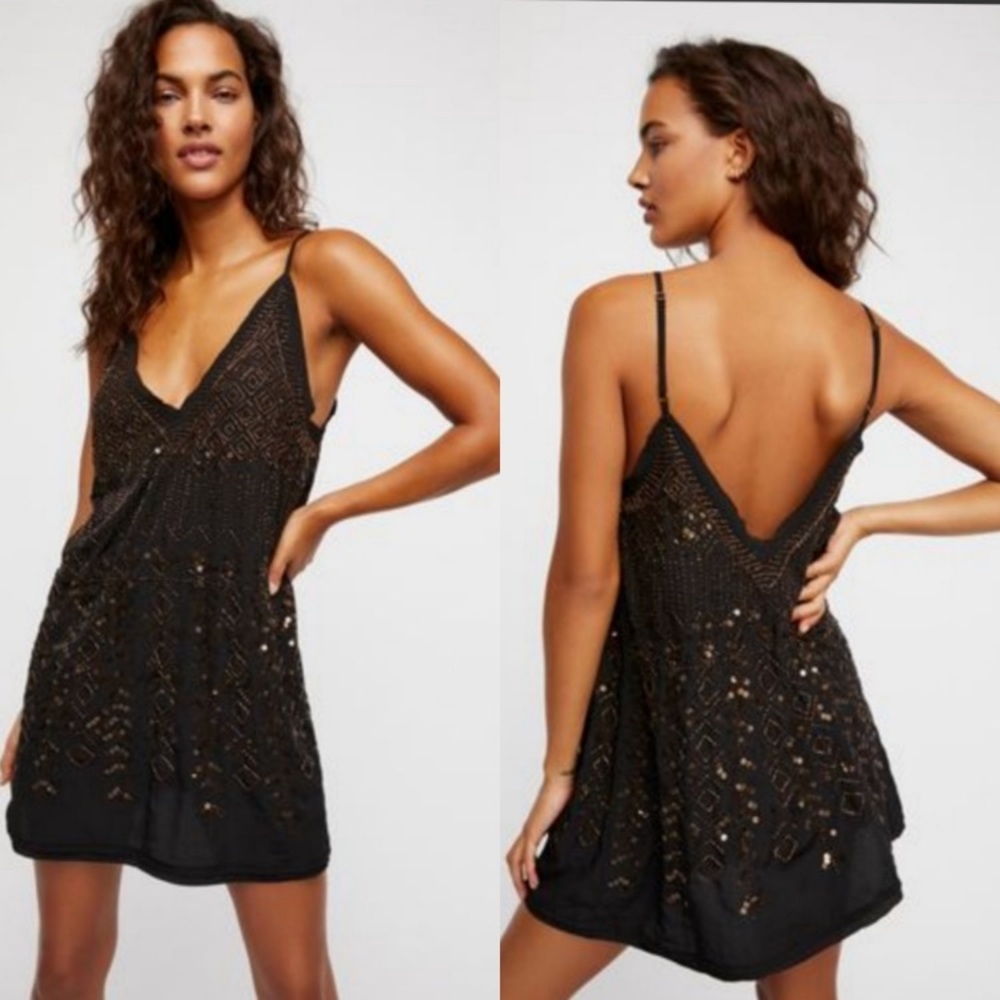 Free People Arizona Nights Embellished Slip Dress